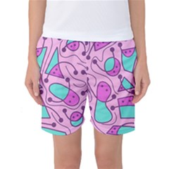 Playful Abstract Art - Pink Women s Basketball Shorts by Valentinaart