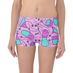 Playful Abstract Art - Pink Boyleg Bikini Bottoms by Valentinaart