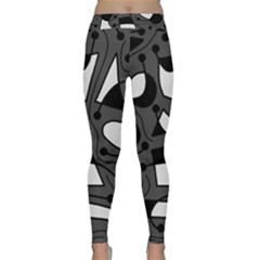 Playful Abstract Art - Gray Yoga Leggings  by Valentinaart