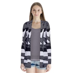 Playful Abstract Art - Gray Drape Collar Cardigan by Valentinaart