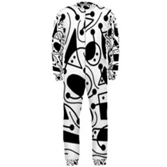 Playful Abstract Art - White And Black Onepiece Jumpsuit (men)  by Valentinaart