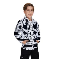 Playful Abstract Art - White And Black Wind Breaker (kids) by Valentinaart