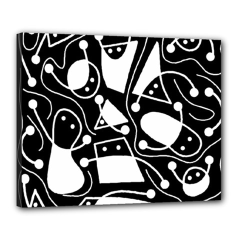 Playful Abstract Art - Black And White Canvas 20  X 16  by Valentinaart