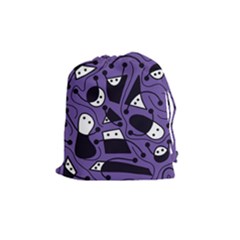 Playful Abstract Art - Purple Drawstring Pouches (medium)  by Valentinaart