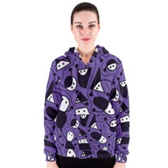 Playful Abstract Art - Purple Women s Zipper Hoodie by Valentinaart