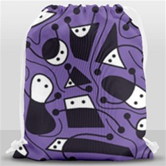 Playful Abstract Art - Purple Drawstring Bag (large) by Valentinaart