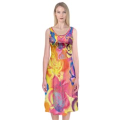 Pop Art Roses Midi Sleeveless Dress