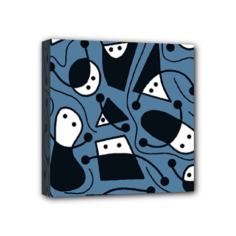 Playful Abstract Art - Blue Mini Canvas 4  X 4  by Valentinaart