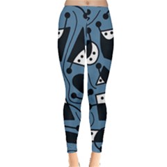 Playful Abstract Art - Blue Leggings  by Valentinaart