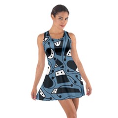 Playful Abstract Art - Blue Cotton Racerback Dress by Valentinaart