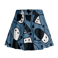 Playful Abstract Art - Blue Mini Flare Skirt by Valentinaart