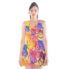 Pop Art Roses Scoop Neck Skater Dress