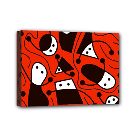 Playful Abstract Art - Red Mini Canvas 7  X 5  by Valentinaart