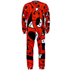 Playful Abstract Art - Red Onepiece Jumpsuit (men)  by Valentinaart