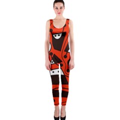 Playful Abstract Art - Red Onepiece Catsuit by Valentinaart