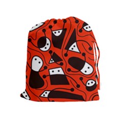 Playful Abstract Art - Red Drawstring Pouches (extra Large) by Valentinaart