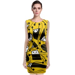 Playful abstract art - Yellow Classic Sleeveless Midi Dress