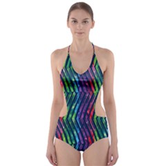 Colorful Lines Cut-out One Piece Swimsuit by DanaeStudio