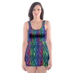 Colorful Lines Skater Dress Swimsuit by DanaeStudio