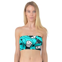 Playful Abstract Art - Cyan Bandeau Top by Valentinaart