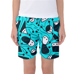 Playful Abstract Art - Cyan Women s Basketball Shorts by Valentinaart