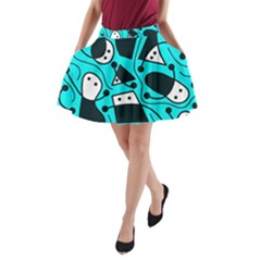 Playful Abstract Art - Cyan A-line Pocket Skirt by Valentinaart