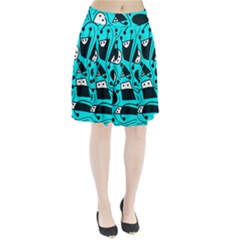 Playful Abstract Art - Cyan Pleated Skirt by Valentinaart