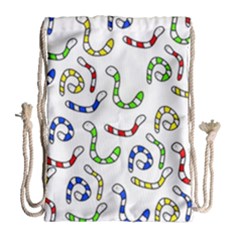 Colorful Worms  Drawstring Bag (large) by Valentinaart