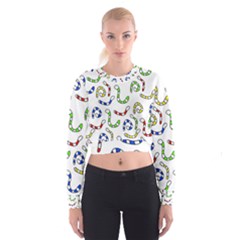 Colorful Worms  Women s Cropped Sweatshirt by Valentinaart