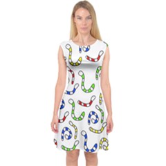 Colorful Worms  Capsleeve Midi Dress by Valentinaart