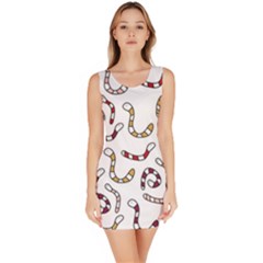 Cute Worms Sleeveless Bodycon Dress by Valentinaart