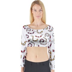 Cute Worms Long Sleeve Crop Top by Valentinaart