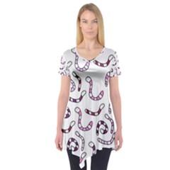 Purple Worms Short Sleeve Tunic  by Valentinaart