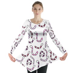 Purple Worms Long Sleeve Tunic  by Valentinaart