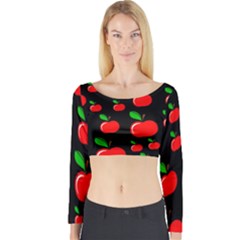 Red Apples  Long Sleeve Crop Top by Valentinaart