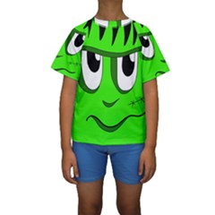 Halloween Frankenstein - Green Kid s Short Sleeve Swimwear by Valentinaart