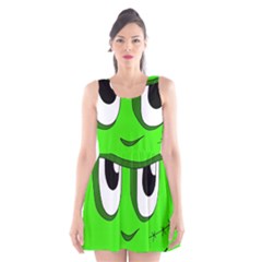 Halloween Frankenstein - Green Scoop Neck Skater Dress by Valentinaart