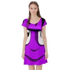 Halloween - Purple Frankenstein Short Sleeve Skater Dress by Valentinaart