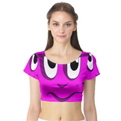 Halloween - Pink Frankenstein Short Sleeve Crop Top (tight Fit) by Valentinaart