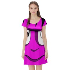 Halloween - Pink Frankenstein Short Sleeve Skater Dress by Valentinaart