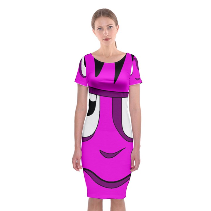 Halloween - pink Frankenstein Classic Short Sleeve Midi Dress