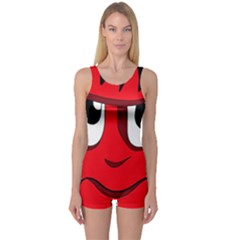 Halloween Frankenstein - Red One Piece Boyleg Swimsuit by Valentinaart