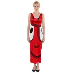 Halloween Frankenstein - Red Fitted Maxi Dress by Valentinaart