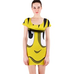 Halloween Frankenstein - Yellow Short Sleeve Bodycon Dress by Valentinaart