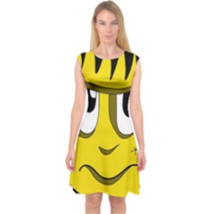 Halloween Frankenstein - Yellow Capsleeve Midi Dress by Valentinaart