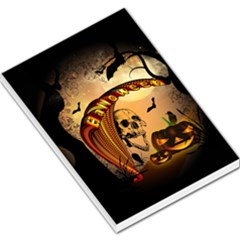 Halloween, Funny Pumpkin With Skull And Spider In The Night Large Memo Pads by FantasyWorld7