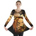 Halloween, Funny Pumpkin With Skull And Spider In The Night Long Sleeve Tunic  View1