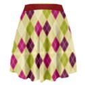 Argyle LightGreenAndMaroon Pattern High Waist Skirt View2