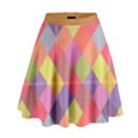 Argyle SuededPastels Pattern High Waist Skirt View1