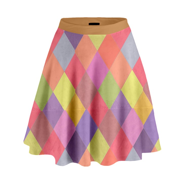 Argyle SuededPastels Pattern High Waist Skirt